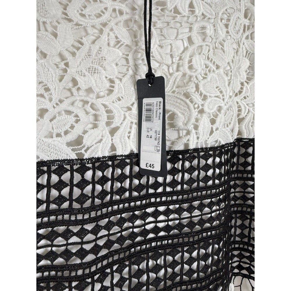 River Island Vintage White/Black‎ Lace Midi Skirt Women’s 16 NWT - Picture 4 of 6